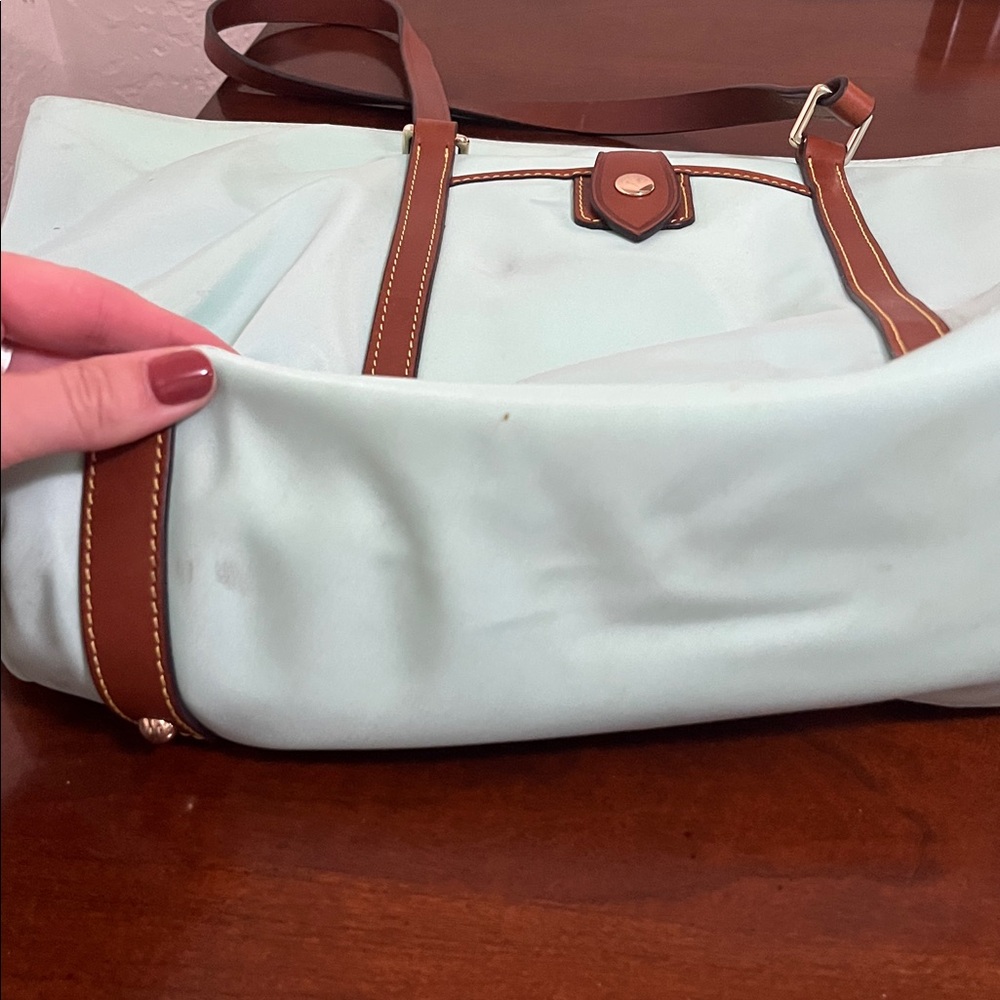 Dooney & Bourke Aqua and Brown Shoulder Bag